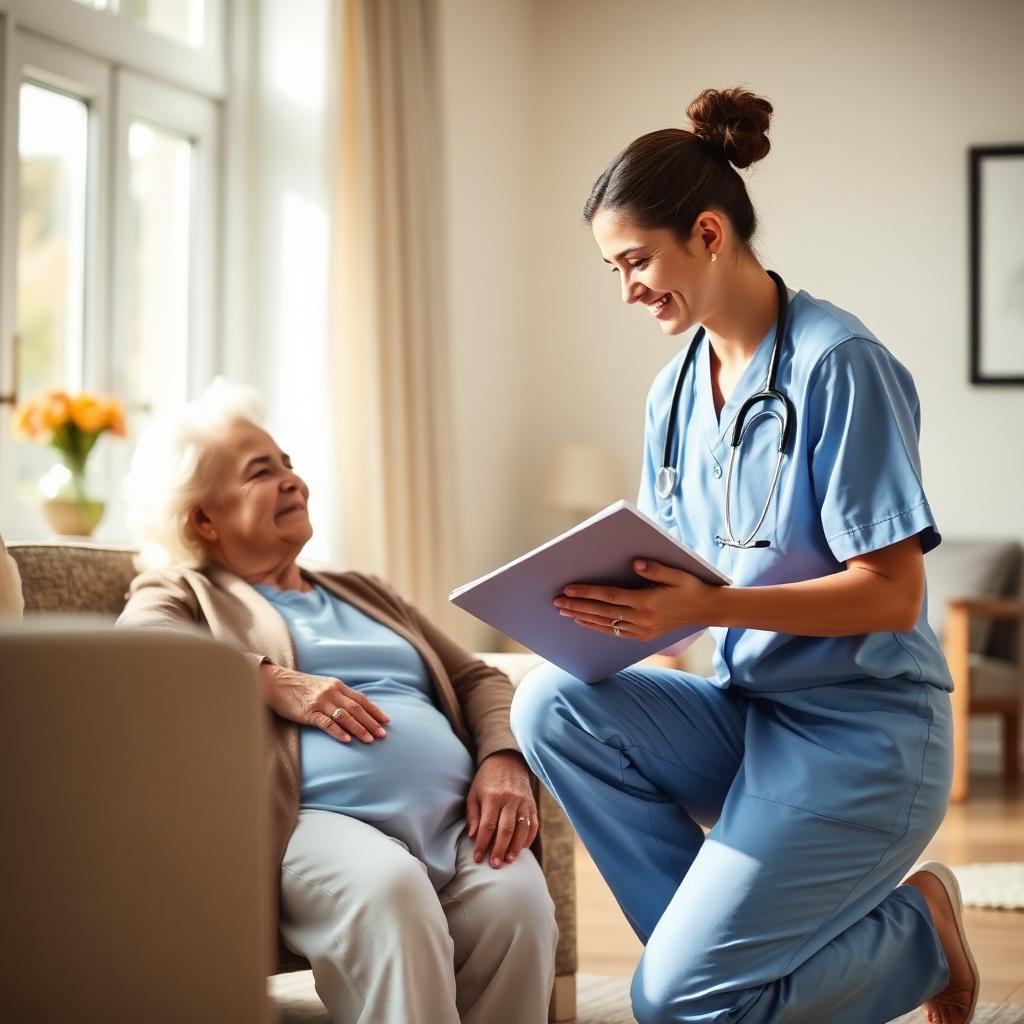 A Cordial Health clinician meeting bedside with an elderly patient in a senior living community